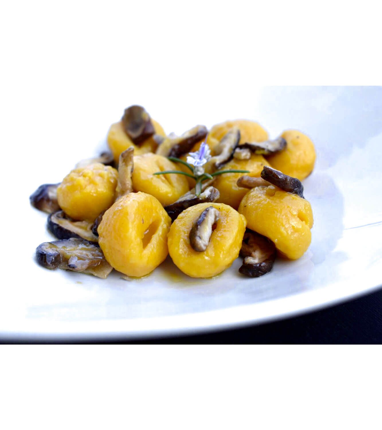 Pumpkin gnocchi with mushrooms